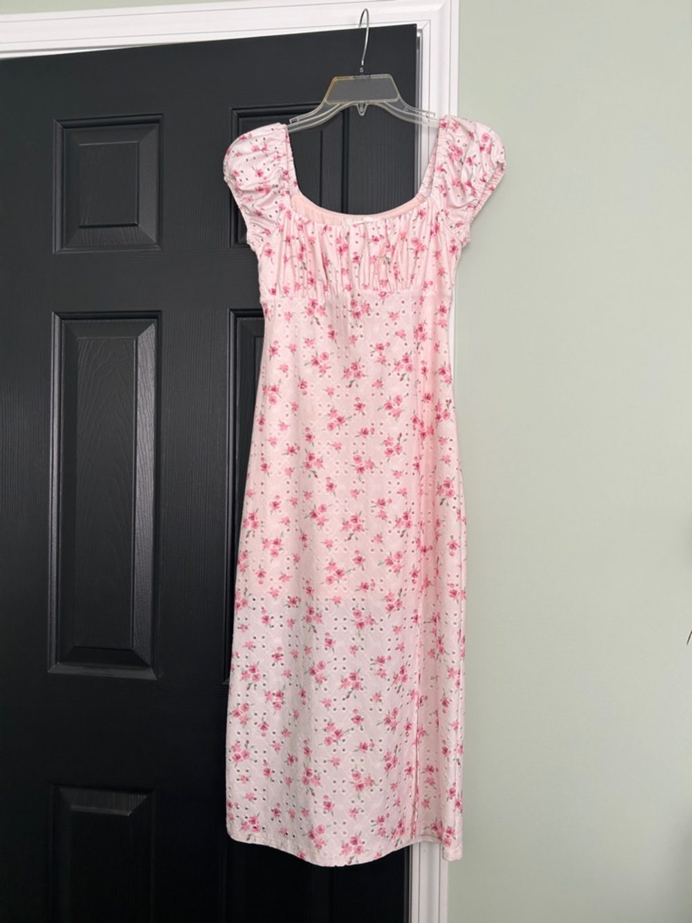 Pink Floral Midi Dress
